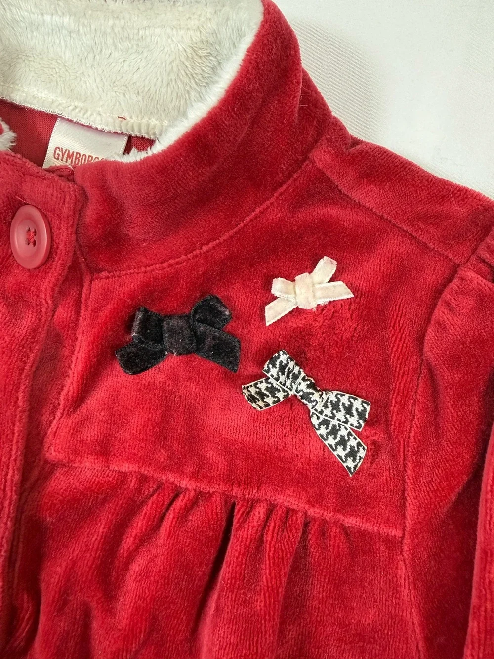 VINTAGE GYMBOREE Girls‎ 6 2007 Holiday Bow Velour Jacket Cozy Festive Classic